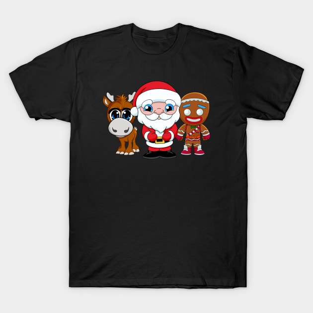 Christmas face mask, cute Santa Clause , Cartoon Gingerbread man, baby DeerChristmas cartoon characters, Cartoon Santa Clause, T-Shirt by PrimeStore